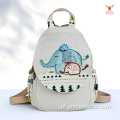 Mochila étnica feita à mão de algodão e linho para pais e filhos elefante